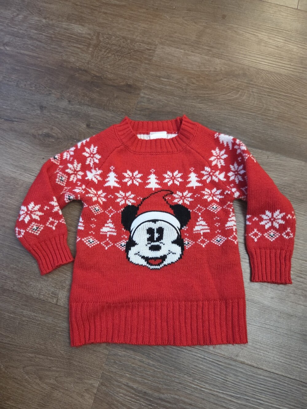 Disney Mickey Mouse Red Fair Isle Christmas Sweater Boys girls size 2T